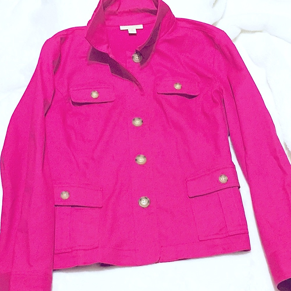 Stylish Pink Utility Button Down, Comfy Lightweight Jacket, By Appleseed Blair - Picture 4 of 15